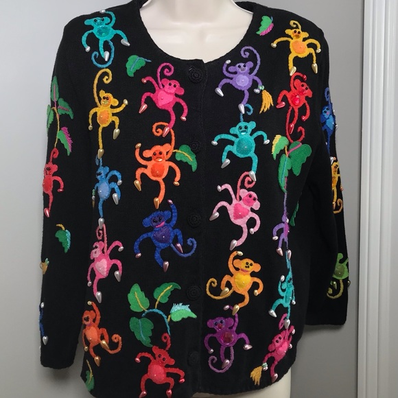 Michael Simon Barrel Full Of Monkeys Cardigan - Women’s Medium - Picture 4 of 10